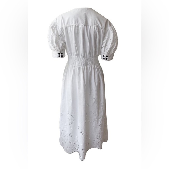GANNI White Broderie Anglaise Organic Cotton Eyelet Dress US 6/38 - Picture 13 of 14
